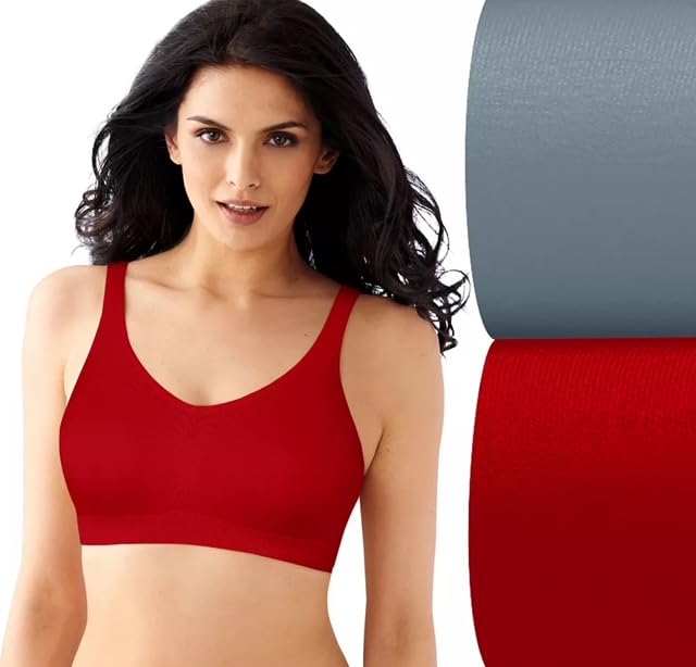 Image of Bali Women's Microfiber Bralette Pack, Comfort Revolution Seamless T-Shirt Bra, Crop Top Bralette, 2-Pack