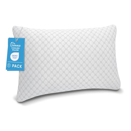 OAISZ Shredded Memory Foam Pillow, Queen Size Cooling Adjustable Firm Bed Pillow for Sleeping, Washable Removable Cover, Ideal for Side, Back & Stomach Sleepers
