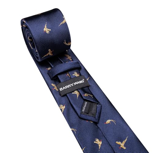 Image of Barry.Wang Silk Ties for Men Fun Necktie and Tie Clip Set for Wedding Party Business Formal Extra Long
