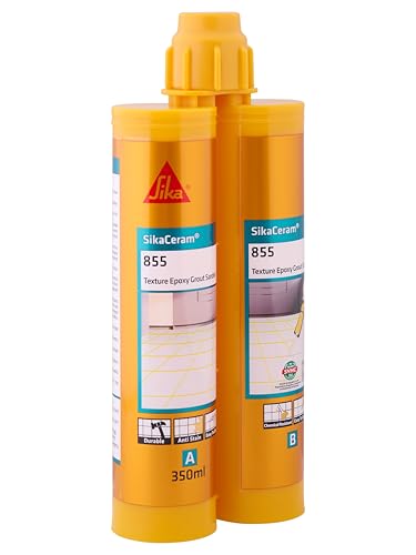 Image of SIKA - Coloured epoxy tile grout - SikaCeram 855 Texture Epoxy Grout Sanded, Cold Grey-Dark - Use on tile floor and wall tile - Tiles joint of 2-15mm - Easy to apply - 350ml