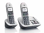 Motorola CD5012 Cordless Landline House Phone, Home Phone, Big Buttons, Nuisance Call Blocking, Answer Machine, Amplification button, HAC, Twin Handset Pack