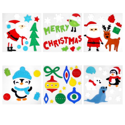 Christmas Window Gel Clings Festive Merry Christmas Stickers Reusable Gel Clings for Glass Windows Snowflakes Trees Santa & More (Green Bird)