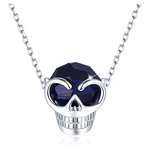 CRYSLOVE Halloween Gifts Womens Mens Gothic Punk Skull Necklace Skull Head Crystal Pendant From Austria Jewellery Christmas Birthday Gifts for Girls Boys Cover