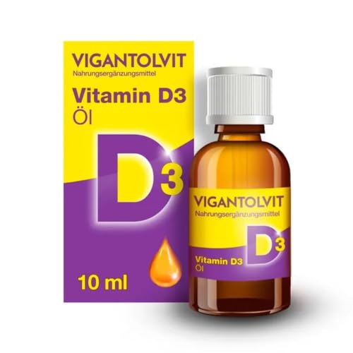 VIGANTOLVIT Öl Vitamin D-Tropfen in Olivenöl unterstützt Knochen Muskeln und Immunsystem* anpassbare Dosierung - 500 I.E. pro Tropfen 306 Tropfen pro Flasche