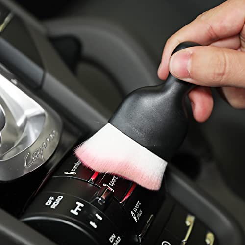 Image of AOCISKA Car Interior Detailing Brush,Soft Bristle Cleaning Brush Car Detailing Brush Dusting Brush,Car Interior Cleaning Tool,Auto Detail Brush Car Dash Duster Brush (Black&Pink)