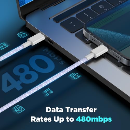 Image of USB C to USB C Cable 6FT+10FT 2Pack 60W iPhone 17 16 15 Charger Cord Long Type C to C Cable Fast Charging for Apple iPhone 17 16 15 /Pro /Pro Max /Plus /iPad Pro Air /MacBook /Air /Mini /Samsung Galaxy-Purple