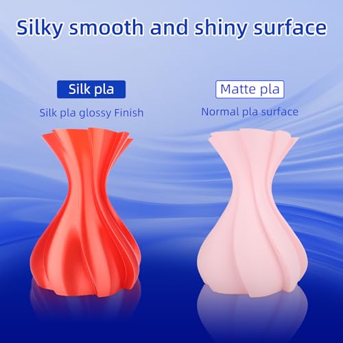 Image of 3DHoJor Silk PLA Filament 1.75mm, PLA Filament 1.75mm Silk Shiny 3D Printer Filament, 1kg*2 Cardboard Spool, Dimensional Accuracy + /- 0.03 mm, Fit Most FDM Printer(Silk Red+Blue)