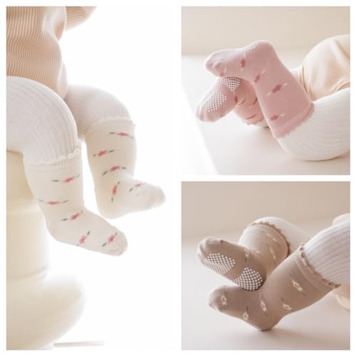 Baby Crew Socks,Grips Combed Cotton Socks Toddler Non-Skid for Girls,Boys Non Slip/Anti Skid 9-Pack3