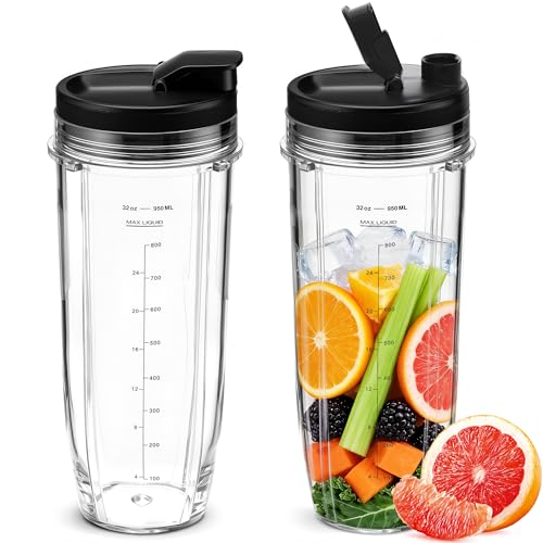2Pcs Replacement 32oz Blender Cup for Ninja, Blender Cup wit