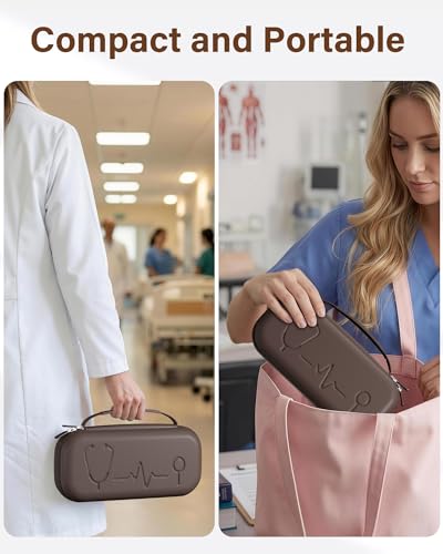 Image of ProCase Stethoscope Case for 3M Littmann Classic III & Cardiology IV -Chocolate | Hard Protective Carrying Bag Fits MDF, ADC, Omron Stethoscopes, Medical Storage Organizer for Nurses & Nursing Students