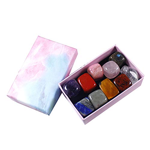 Chakra Stones Healing Crystals Set of 10, Tumbled and Polished, for 7 Chakras Balancing, Crystal Therapy, Meditation, Reiki, and Energy Crystal Healing (Assorted)