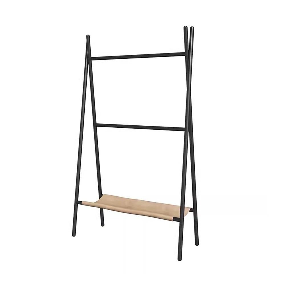 Toallero de pie negro para baño y estante de almacenamiento organizador