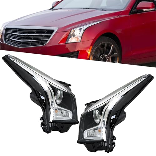 atvwrlod Headlight Headlamp Assembly Halogen Driver and Passenger Side Replacement for ATS 2013 2014 2015 2016 2017 2018 Replacement for GM2502384 GM2503384 Left LH Right RH by atvwrlod - Used condition - US$183.48