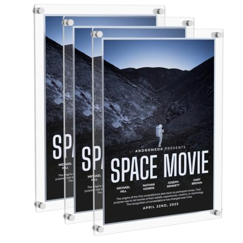 NIUBEE 18x24 Clear Acrylic Picture Frame Floating Wall Mount 3 Pack
