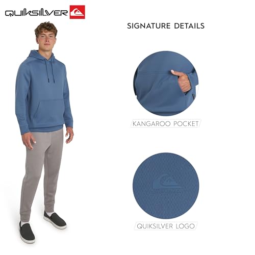 Image of Quiksilver Men's Regular Fit Active Performance Heavyweight Jacquard Mesh and Polar Fleece Pullover Hoodie (S-XL)