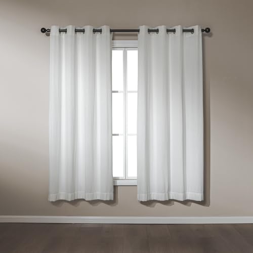 Image of Amazon Basics Chenille Room Darkening Curtains, Light Filtering Window Drapes for Bedroom and Living Room, 2-Panel Set with Grommets, 52 inch W x 72 inch L, White Classic