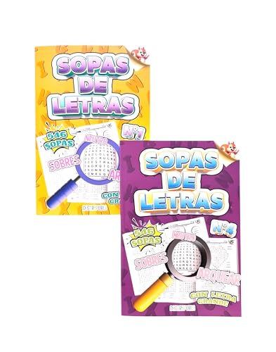 Sopa De Letras En Español Pack De 2 Libros 1092 Pasatiempos, Letra Grande En Blanco Y Negro para Adultos Y Mayores