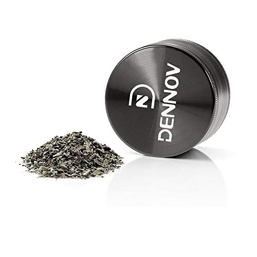 DENNOV Spice Herb Grinder, 4 Piece 2.2\", Premium Zinc Alloy- Ancient Silver