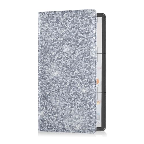 Porta carte di registrazione e assicurazione da da auto pelle PU uomo donna vano portaoggetti organizza per qualsiasi da da auto camion moto rimorchio o barca argento glitter modello scintille brillanti