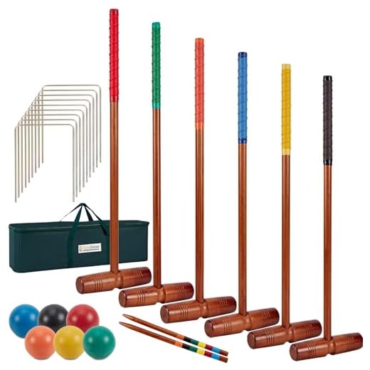 SpexDarxs 35’’ Deluxe Croquet Set, Six Player Croquet Game with Premium Wooden Mallets|Colored Balls|Wickets|Stakes| Carrying Bag, Outdoor Family Game for Lawn/Backyard Game/Park