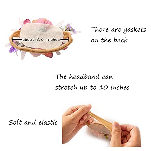 Baby Girl Floral Nylon Headbands Flower Crown Newborn Infant Toddler Beautiful Hair Band Elastic Turban Hair Accessories ( Amaranth) #TOP5