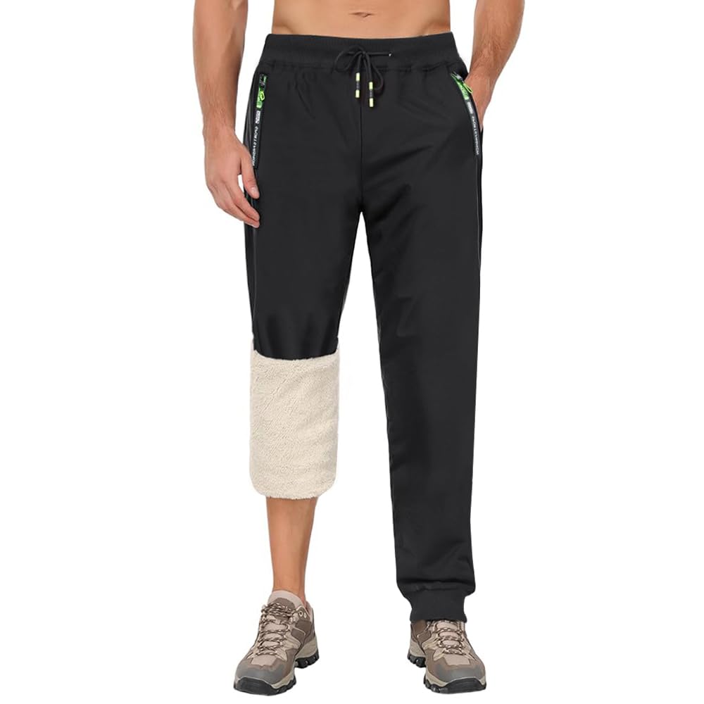 ZOXOZ Jogginghose Herren Fleece Sherpa Gefüttert Jogginghose Wasserdicht Warm Baumwolle Winter Hose