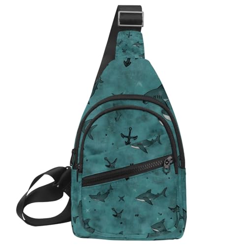 Sac à dos à bandoulière rétro requins aux finitions soignées pour randonnée et voyage