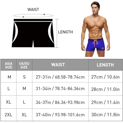 Arcweg Badehose Herren Eng Kurz Badeshorts mit Tunnelzug Schwimmhose Wassersport Kurze Hose UV Schutz Jungen Schwimmwear Schulschwimmen Dunkelblau XL（EU 6