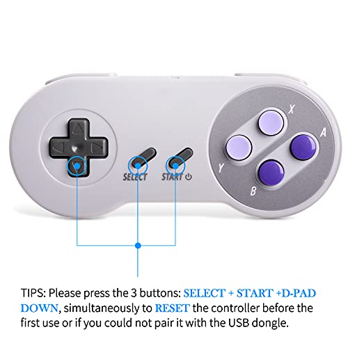 2 Pack 2.4 Ghz Wireless Usb Pc Controller Compatible With Snes Games, Saffun Retro Snes Pc Controller For Windows Pc Ios Mac Linux Raspberry Pi Retropie Openemu Emulator (Rechargeable) (Plug & Play) #TOP7
