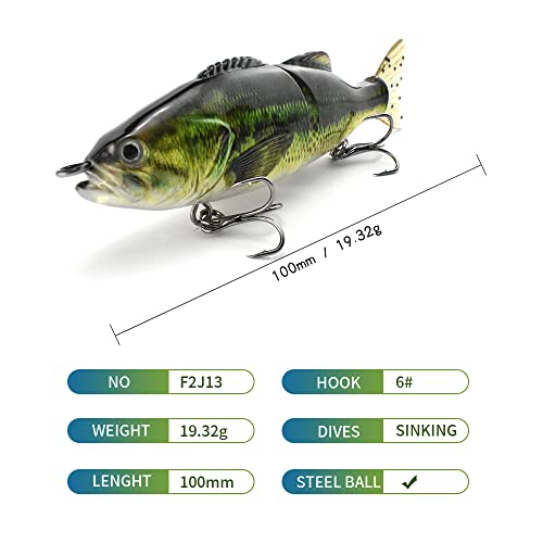 ODS Lure Glide Bait with PVC Tail Sinking Fishing Tackle Set for Bass Trout Shad Perch Pike (Set 1), M - Image 2