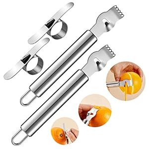 Mudder 4 Pieces Lemon Twist Peeler for Cocktails Stainless Steel Orange Rind Tool Orange Citrus Zest Peeler with Channel Knife Kitchen Accessories Knife Tool for Kitchen Gadgets