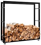 CLP Soporte para Organizar La Leña Keri I Estante Metálico para Almacenar La Madera En Interiores I Leñero Moderno, Color:Negro, Tamaño:25x100x100 cm