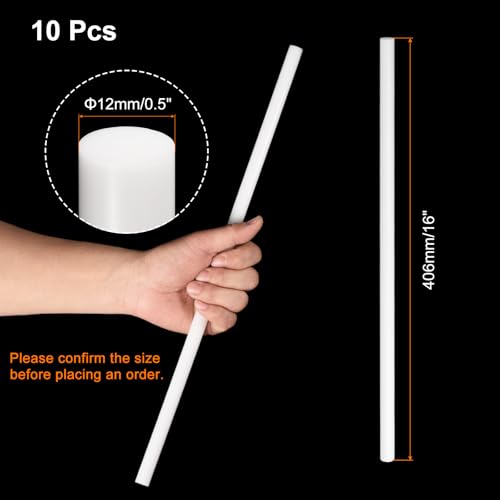 Image of uxcell 10 Pcs White Plastic Rods 12 x 406mm ABS Styrene Round Stick Round Solid Bar DIY Model for DIY Toys Building Making Architectural Model Making