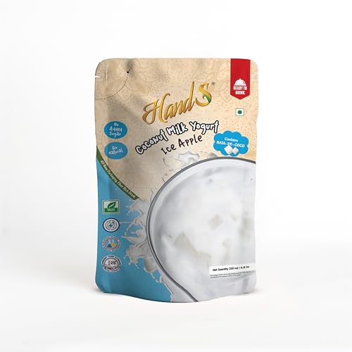 Image of HandS Dairy-Free Coconut Yogurt with Ice Apple | Plant-Based Vegan Yogurt Drink with Fresh Fruit Pulp & Palm Sugar Crystals | No Preservatives or Chemicals | 200g Each (Pack of 2)