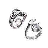 Caiyao 2Pcs Gothic Biker Mechanic Wrench Spanner Tool Ring Set for Men Women Cool Punk Polished Rock Lever Band Ring Bar Party Halloween Jewelry Gift-C 2style