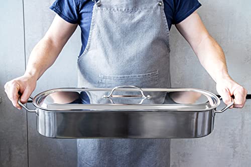 KitchenCraft Clearview Fischdünster, Länglicher Fisch Kochtopf für Induktion, Gas und Elektrokochfelder und Herde, Kochtopf mit Deckel, Edelstahl Silber, 61.5 x 18.5 x 10.5 cm