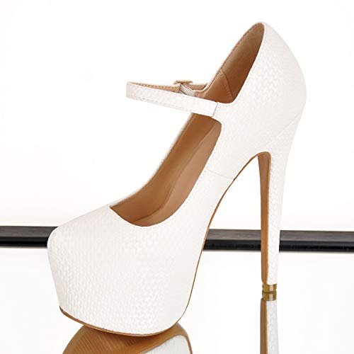 VERISSON Fashion Mary Jane High Heeled Platform Pumps Buckle Strappy Stiletto Court Shoes for Wedding Dress2