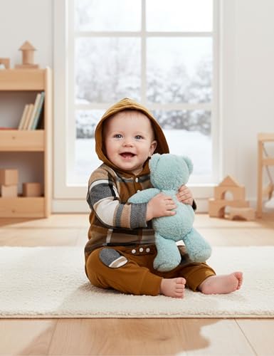 Fommy Baby Boy Clothes Flannel Plaid Outfits Long Sleeve Hoodie Romper Fall Winter 2 Pcs Clothes for Boy3