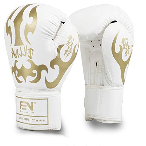 SXFXZ Boxhandschuhe Für Trainings-Muay Thai Mitts Für Kämpfen, Kickboxen, Sparring-Handschuh Für Boxsack, Erwachsener Kampfsporttraining Kickboxen Boxen Supplies,Weiß,12oz Cover