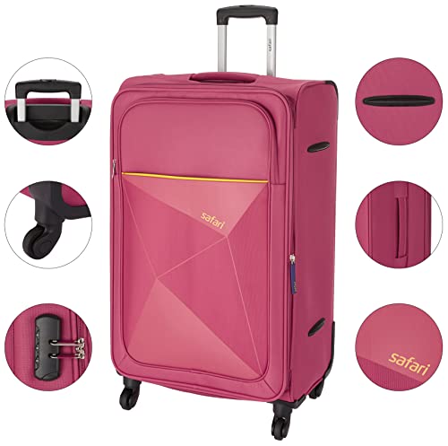 Safari-Prisma-75-Cms-Large-Check-In-Polyester-Soft-Sided-4-Spinner-Wheels-LuggageSpeedWheel-SuitcaseTrolley-Bag-Red-77-Centimeters
