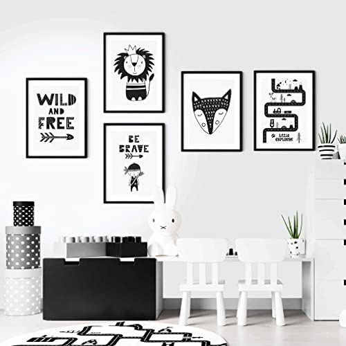 Image of Artze Wall Art Little Explorer Black and White Scandinavian Nursery Poster, 21 cm Width x 30 cm Height