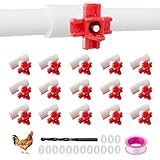 15-Pack Horizontal Chicken Nipples Waterer with 1/2' PVC Tee Fittings, Automatic Poultry Waterer Kit for DIY Chicken Duck Quail Watering System, Side Mount Drinker