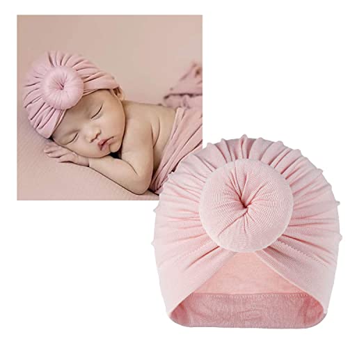 8 Pack Solid Green Blue Red Pink Gray Large Donut Ball Knot Bow Cotton Beanie Turban Hat Cap India Muslim Islamic Headwrap Winter Hospital Nursery For Newborn Baby Girl Infant Toddler Kids #TOP5