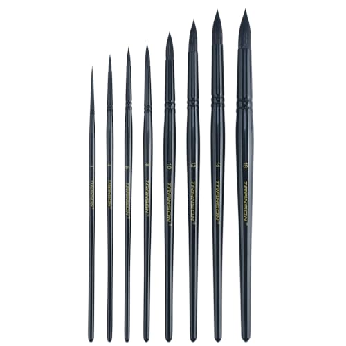 image for Transon 8pcs Round Watercolor Paint Brush Set Goat Hair for Watercolor