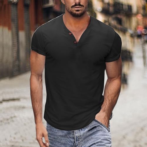 Tee shirt homme col V manche courte en polyester décontracté - 3