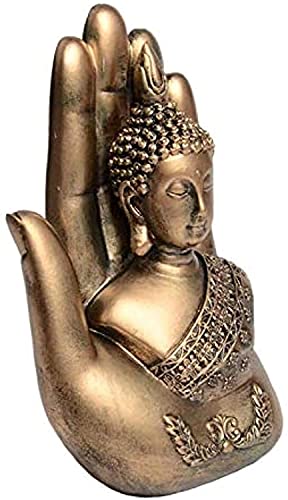 Statue Bouddha Palm en résine de haute qualité sculptée main pour salon élégant
