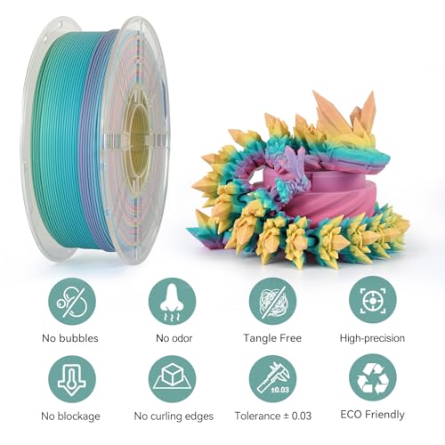Image of Kingroon Matte PLA Filament 1.75mm 3D Printer Filament Matte Filament 10kg Dimensional Accuracy + /- 0.02 mm (10 Rolls Matte Rainbow)