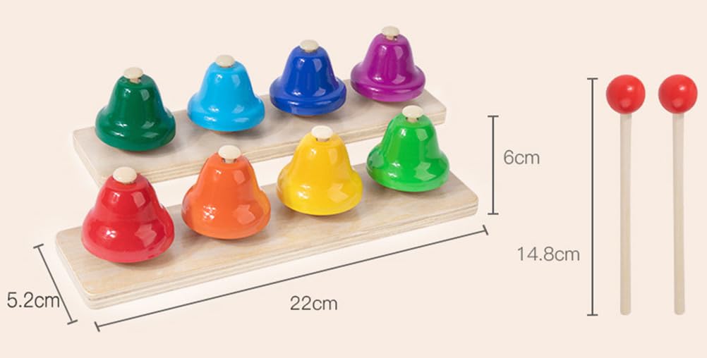Montessori 8-nutowy zestaw tęczowych dzwonków do rąk, orff instrument perkusyjny dla dzieci