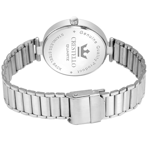 Image of CRESTELLO Stainless Steel Chain Analog Wrist Watch for Women (Silver /Pink /Purple /Green Dial) | CR-DZL141
