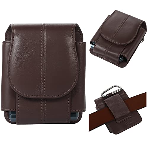 Smartphone Flip Cases Genuine Leather Belt Holster For Samsung Galaxy Z Flip 4 5G/Z Flip 3/Motorola Razr 2019/Huawei P50 Pocket S,Mens Holster Phone Pouch Holder Case,Cell Holster Pouch Case Flip Case #TOP2